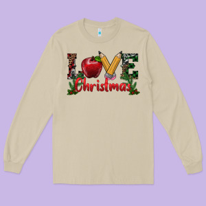 Love Christmas Teacher Long Sleeve Tee Designed By Ranaportraitstore