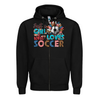 Black just a girl who loves soccer Zipper Hoodie - HRA Design Shop