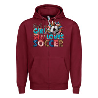 Burgundy just a girl who loves soccer Zipper Hoodie - HRA Design Shop
