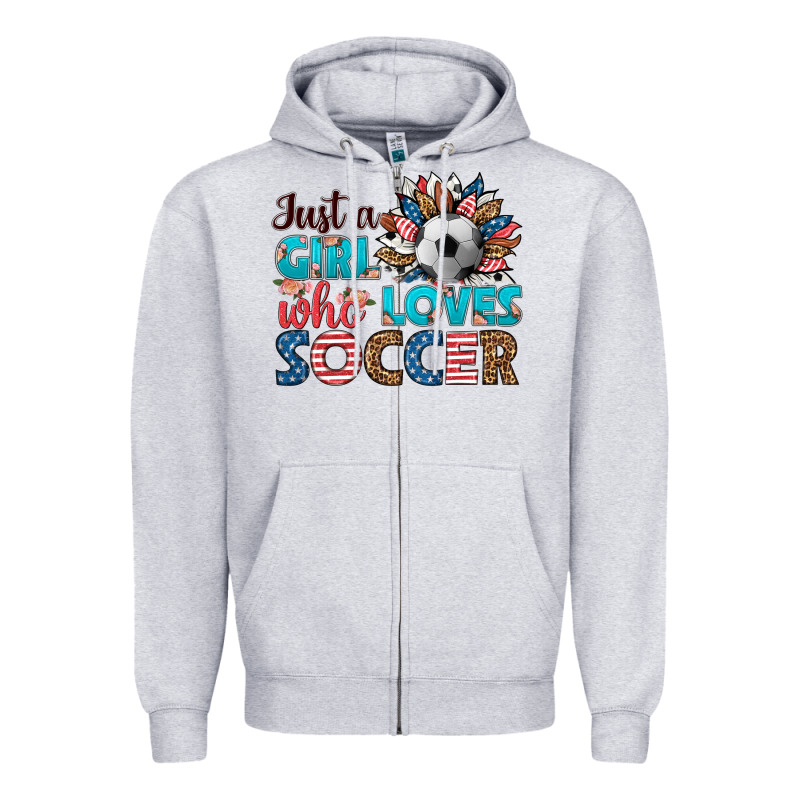 Just A Girl Who Loves Soccer Zipper Hoodie by HRA Design Shop | Teevron