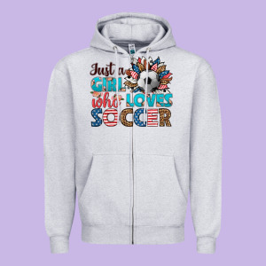 Just A Girl Who Loves Soccer Zipper Hoodie Designed By Hra Design Shop