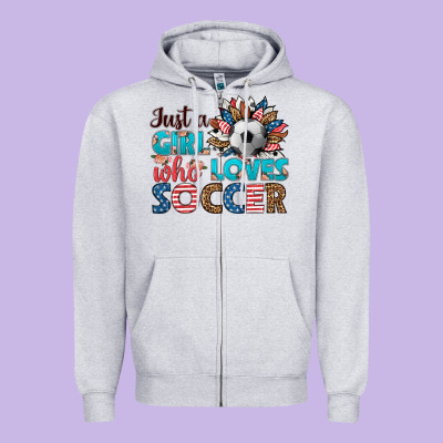 Just A Girl Who Loves Soccer Zipper Hoodie Designed By Hra Design Shop