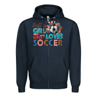 Navy just a girl who loves soccer Zipper Hoodie - HRA Design Shop