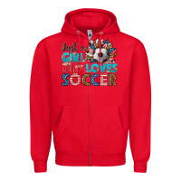 Red just a girl who loves soccer Zipper Hoodie - HRA Design Shop