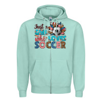 Seafoam just a girl who loves soccer Zipper Hoodie - HRA Design Shop