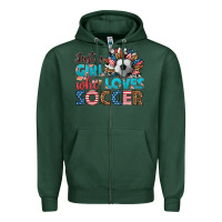 Sports Green just a girl who loves soccer Zipper Hoodie - HRA Design Shop
