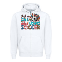 White just a girl who loves soccer Zipper Hoodie - HRA Design Shop