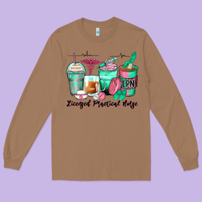 Licensed Practical Nurse Coffee Cups Long Sleeve Tee Designed By Zillion Design Studio