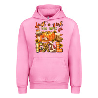 Fuchsia Pink just a girl who loves fall Urban Hoodie - MaliasSmallBusiness