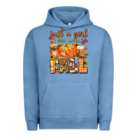 Pigment Pebble Blue just a girl who loves fall Urban Hoodie - MaliasSmallBusiness