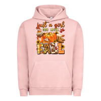 Pigment Salmon just a girl who loves fall Urban Hoodie - MaliasSmallBusiness