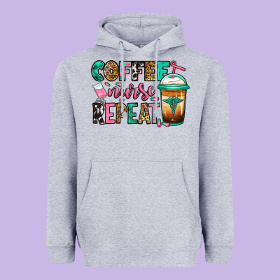 Nurse Coffee Repeat Heavyweight Hoodie Designed By Jasminsmagicworld