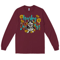 Burgundy western alaskan husky mom Long Sleeve Tee - texasbilliewilder