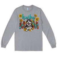 Heather Grey western alaskan husky mom Long Sleeve Tee - texasbilliewilder