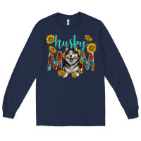 Navy western alaskan husky mom Long Sleeve Tee - texasbilliewilder