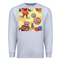 Heather Grey patriotic hotdog ice cream donat Premium Sweatshirt - BundleAndBundleShop