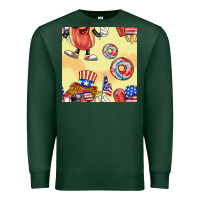 Sports Green patriotic hotdog ice cream donat Premium Sweatshirt - BundleAndBundleShop