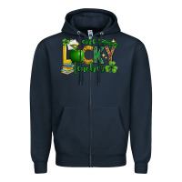 Navy St. Patrick's Day one lucky teacher Zipper Hoodie - Neo Western