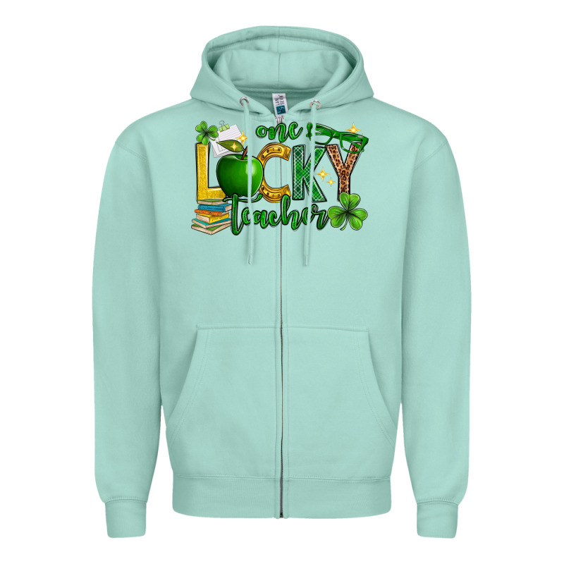 St. Patrick's Day One Lucky Teacher Zipper Hoodie by Neo Western | Teevron
