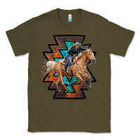 Army Green cowgirl with aztec Classic Tee - RanaPortraitStore