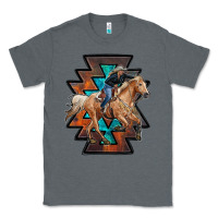 Charcoal Heather cowgirl with aztec Classic Tee - RanaPortraitStore