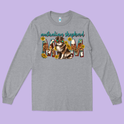 Western Australian Shepherd Mom Long Sleeve Tee Designed By Texasbilliewilder