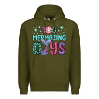 Army Green 100 mermazing days Premium Hoodie - MaliasSmallBusiness