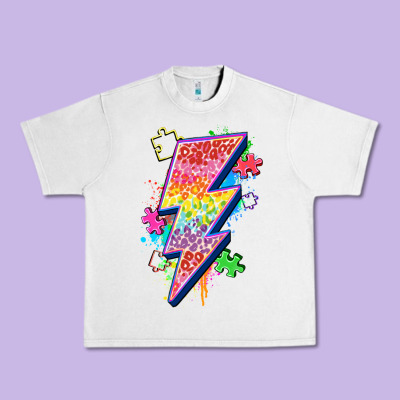 Lightning Bolt Autism Urban Heavy Tee Designed By Zillion Design Studio