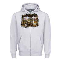 Heather Grey wild west Zipper Hoodie - SublimationCraftShop