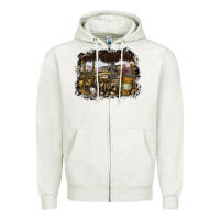 Oatmeal Heather wild west Zipper Hoodie - SublimationCraftShop