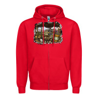 Red wild west Zipper Hoodie - SublimationCraftShop