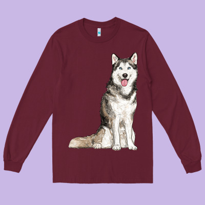 Husky Long Sleeve Tee Designed By Ranaportraitstore
