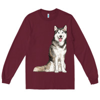 Burgundy husky Long Sleeve Tee - RanaPortraitStore
