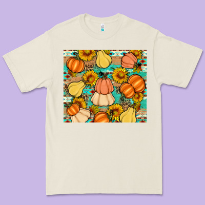 Pumpkin Sunflowers Leaves Premium Tee Designed By Artiststas