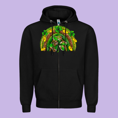 St. Patrick's Day Rainbow Zipper Hoodie Designed By Neo Western