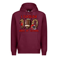 Burgundy i tackled 100 days of school Premium Hoodie - MaliasSmallBusiness