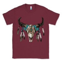 Burgundy boho bull skull Classic Tee - RanaPortraitStore