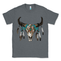 Charcoal Heather boho bull skull Classic Tee - RanaPortraitStore