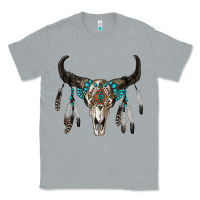 Heather Grey boho bull skull Classic Tee - RanaPortraitStore
