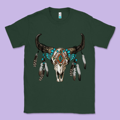 Boho Bull Skull Classic Tee Designed By Ranaportraitstore