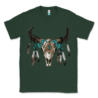Sports Green boho bull skull Classic Tee - RanaPortraitStore