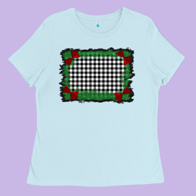 Christmas Black And White Background Ladies Tee Designed By Barkaloodesign