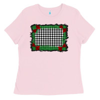 Bubblegum Pink christmas black and white background Ladies Tee - BarkalooDesign