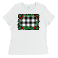 White christmas black and white background Ladies Tee - BarkalooDesign