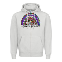 Dove Grey autism awareness Zipper Hoodie - SublimationCraftShop