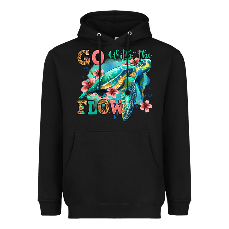 Go With The Flow Floral Turtle Heavyweight Hoodie by Jasminsmagicworld | Teevron