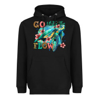 Black go with the flow floral turtle Heavyweight Hoodie - Jasminsmagicworld