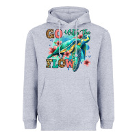 Heather Grey go with the flow floral turtle Heavyweight Hoodie - Jasminsmagicworld