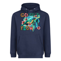 Navy go with the flow floral turtle Heavyweight Hoodie - Jasminsmagicworld
