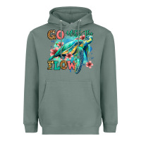 Sage go with the flow floral turtle Heavyweight Hoodie - Jasminsmagicworld